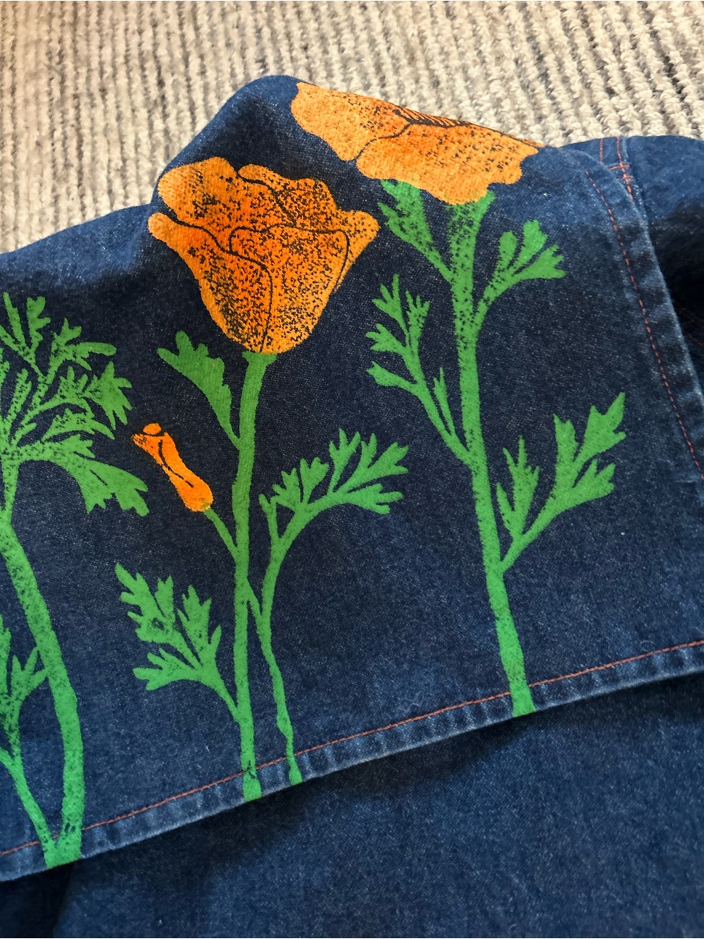 Big Bud Press Poppy Jean Flower Sailor Jacket Size Small denim work button - Picture 3 of 10